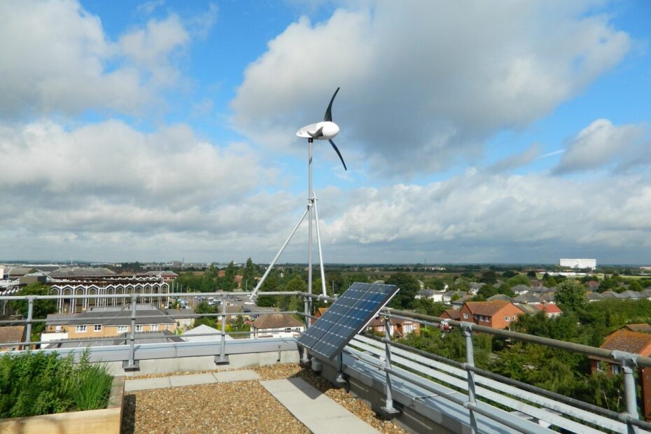 Small wind turbine installed in a hotel